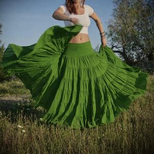 Falda Maxi de Algodón, Estilo Bohemio, Falda de Danza del Vientre Flamenco, Falda Maxi con Volantes Fluidos, Regalo para Ella, Precio de Fábrica - Product Image 4