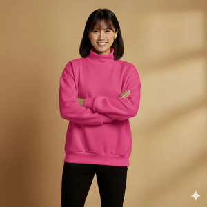 Suéter largo de cuello simulado para mujer, de tejido grueso y cálido, corte holgado y relajado, cómodo, informal, para invierno, estilo urbano - Product Image 1