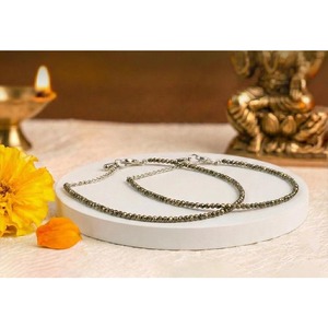Tobillera de pirita, tobillera con cuentas de pirita, joyería de pirita natural, tobillera minimalista, joyería para atraer la riqueza, joyería de pirita premium - Product Image 5
