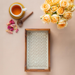 Bandeja de Madera Hecha a Mano y Pintada a Mano, Moderna y Ecológica, para Servir Alimentos, Multiusos, para Desayuno, Té, Café, Bocadillos, Mesa de Comedor - Product Image 5