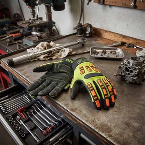 JNM Safety <b>Synthetic</b> Leather Gloves Flexible Nylon Anti-Slip Raised Tpr <b>Rubber</b> Fingertips Elastic Wristband Impact Reducing Work - Product Image 4