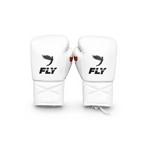 Gants de boxe Fly White à lacets en cuir, équipement d'entraînement pour adultes, équipement de sparring respirant - Product Image 4