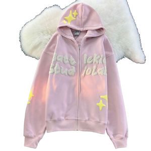 เสื้อฮู้ดดี้บุผ้าฝ้ายผสมโพลีเอสเตอร์พิมพ์ลายด้านหน้าแบบกำหนดเองสำหรับผู้ชาย กันลม มีซับใน สีพื้น - Product Image 1