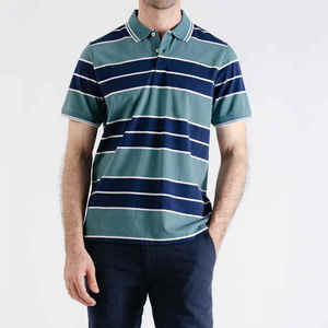 Polo a Rayas para Hombre, Manga Corta, Algodón Transpirable, Ropa Casual de Golf, Azul Oscuro, Verde, Blanco, Estampado, Uniformes de Golf - Product Image 3