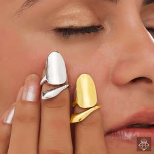 PRAO Anillos de moda de oro y plata antideslustre Anillos de uñas para mujer - Product Image 2