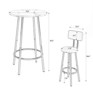 Set da Pranzo in Finto Marmo a 3 Pezzi con 2 Sgabelli per Casa, Hotel o Ristorante, Arredamento per Cucina e Sala da Pranzo - Product Image 5