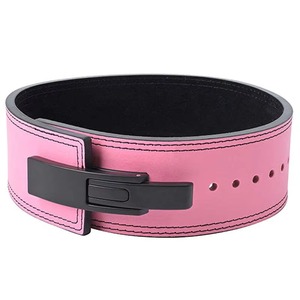 Ceinture de musculation en cuir rose avec boucle à levier, en cuir de vachette, robuste, réglable, protection professionnelle, antidérapante, ceintures d'entraînement - Product Image 1