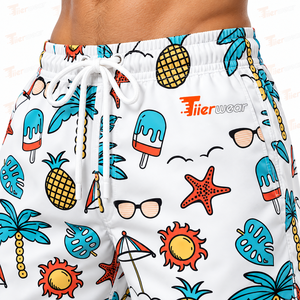 Shorts de Playa para Hombre con Estampado de Dibujos Animados, Secado Rápido, con Cordón Ajustable y Bolsillos, Shorts de Playa Transpirables Casuales de Verano - Product Image 5