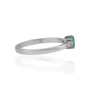 Trending 100% Genuine <b>Emerald</b> & Diamond Solitaire Accent <b>Ring</b> In 925 Sterling <b>Silver</b> Fine Everyday Minimal Jewelry For Her - Product Image 5