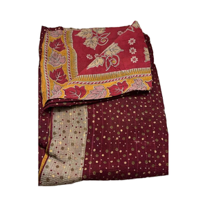 Fabriqué à la main Vintage Kantha coton couverture broderie florale couvre-lit réversible indien Boho-inspiré décor à la maison couvre-lit - Product Image 1