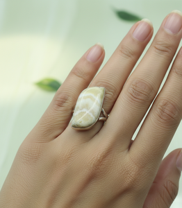 Pure 925 Sterling <b>Silver</b> Banded Agate <b>Ring</b> Yellow & Rose Gold Plated Handmade Boho <b>Statement</b> Adjustable Gemstone <b>Ring</b> for Women - Product Image 6