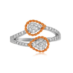 Anillo Abierto de Dos Tonos en Oro Rosado con Diamante Cultivado en Laboratorio en Forma de Pera de 0.35 Ct, Joyería de Aniversario al por Mayor - Product Image 2