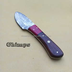 Cuchillo de Hoja Fija de Acero de Damasco de Grado Industrial de Alta Calidad con Mango de Madera y Funda de Cuero para Caza y Supervivencia OEM - Product Image 2
