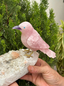 Escultura de Pájaro de Cuarzo Rosa Natural con Cristales de Amatista, Amazonita y Apofilita, Arte Decorativo para el Hogar, Proveedor Mayorista OEM ODM - Product Image 6