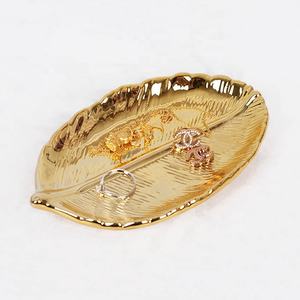 Plateau de bijoux en céramique feuille d'or de luxe pour la décoration intérieure - Product Image 2