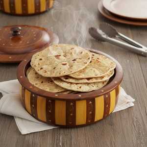 Traditional Style Wooden Roti <b>Box</b> Chapati Hotpot Insulated <b>Storage</b> Container Handmade Kitchen Serving Food Warmer Organizer - Product Image 3