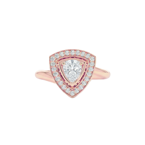Bague de fiançailles en or massif 14K 18K avec halo triangulaire, diamants de laboratoire taille triligne et ronds, et moissanite, bague de mariage style bypass - Product Image 2