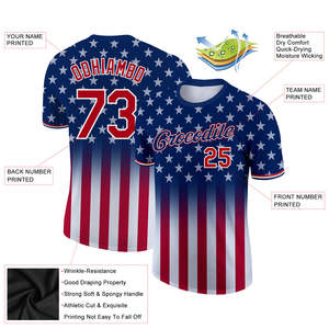 Baseball Jersey Custom USA Inspired Team Uniform Moisture Wicking Polyester Bulk OEM Supplier Men's Shirts Private <b>Label</b> - Product Image 2