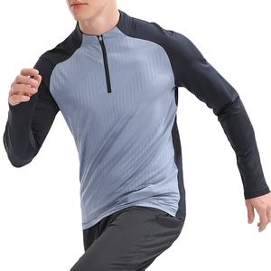 Venta al por mayor Activewear Nuevo Diseño Slim Fit Compresión ropa de gimnasio Manga larga completa Lujo ropa activa cuarto de camisa con cremallera para los hombres - Product Image 1