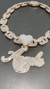 Colgante con nombre personalizado, colgante con incrustaciones de circonitas, colgante con forma de corazón personalizado, colgante estilo hip hop para mujer, collar para mujer con letras en estilo script - Product Image 6