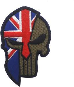 Flag Skull <b>Patches</b>, Embroidered <b>Morale</b> England Punisher <b>Patch</b> Hook and Loop - Product Image 1