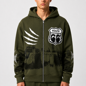 Sudaderas con Capucha Unisex Personalizadas, 100% Algodón Tejido, con Cierre, para Hombre y Mujer, OEM, Talla Grande, Otoño, Diseño Gráfico Impreso, Impermeables, 450g - Product Image 4