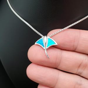 NIKHIL GEMS Dainty Blue <b>Opal</b> Stingray <b>Pendant</b> 925 Sterling Silver Vintage Engagement Jewelry Gift for Her Third Party Appraisal - Product Image 1