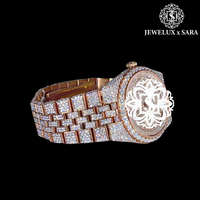 Reloj de Lujo de Excelente Calidad, Totalmente Blanco, con Diamantes, Resistente al Agua, Movimiento Mecánico Analógico, Caja de Acero Inoxidable, Correa de Acero Inoxidable