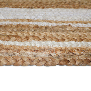 Alfombra de Yute Trenzada a Mano NYKO MART JR-09D, 3x5/5x3 pies, Estilo Bohemio, Ecológica, Antideslizante, Rayas, Pelo Corto, Grosor Medio - Product Image 6