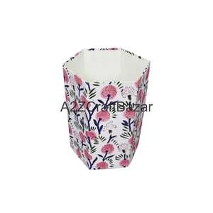 Cubo de Basura Plegable Hexagonal de Cartón y Papel de Algodón Ecológico Hecho a Mano en India, con Patrones Impresos DIY para Interiores/Exteriores - Product Image 3