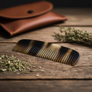 Peigne à barbe artisanal en corne de buffle naturelle pour un coiffage et un soin des cheveux soignés, pratique à emporter. - Product Image 3