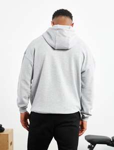 Sudadera con Capucha Extra Grande para Hombre, Color Sólido, Felpa de Algodón, Estilo Casual Otoñal, Corte Regular, Diseño con Bolsillos - Product Image 3