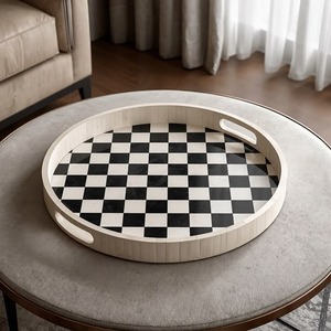 <b>Large</b> Bone Inlay Wood <b>Serving</b> <b>Trays</b> Handmade Decorative Tableware Family Dining Restaurant Hotel Catering Presentation - Product Image 1