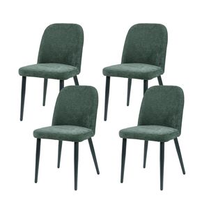 Set di 4 Sedie da Pranzo Senza Braccioli in Tessuto Verde Scuro con Gambe in Metallo per Cucina, Ristorante, Soggiorno e Sala Riunioni - Product Image 1