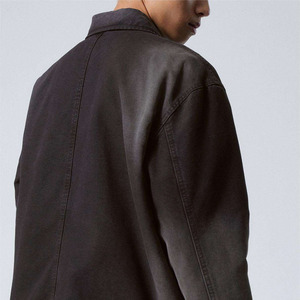 Veste de travail d'hiver à capuche en jean vintage pour homme avec logo personnalisé, coupe oversize, fermeture éclair, en toile de coton, coupe-vent et respirante - Product Image 3