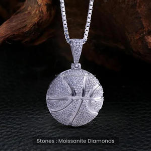 Luxury Sports Inspired Pendant With Sparkling Moissanite Stones And Modern Silver Finish Design - Product Image 1