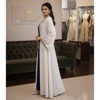 Robe Abaya Bisht Moderne Longueur Genou Coupe Évasée Col en V Manches Trois-Quarts Couleur Bonbon Motif Floral Argenté Soirée Modeste Naturelle