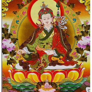 Thangka original traditionnel peint à la main, 12 couleurs, pigments minéraux, Lotus Master Heart, peintures décoratives sur toile, Zhan Bala - Product Image 1