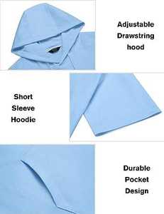 Ensemble de survêtement pour homme en polyester/coton, 2 pièces, sweat à capuche athlétique, manches courtes, ensemble décontracté de sweat-shirt et short de sport, longueur genou - Product Image 2