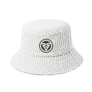 หมวกบักเก็ตพิมพ์ลายปะการังสีขาวแบบนามธรรมพร้อมโลโก้สั่งทำ - หมวกกันแดดโพลีเอสเตอร์คุณภาพพรีเมียมแบบสองด้าน - สไตล์มินิมอลสตรีทแวร์ - Product Image 6
