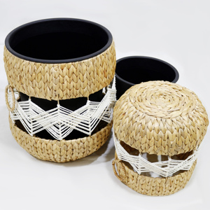 Macetas Pequeñas para Plantas, Decoración Rústica Moderna para el Hogar, 100% Naturales, de Jacinto de Agua, Ecológicas - Product Image 2