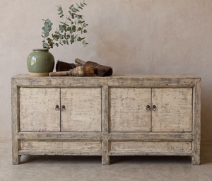 <b>Rustic</b> Solid Wood <b>Sideboard</b> Cabinet With Four Flat Panel Doors Antique Storage Furniture For Living Room - Product Image 3