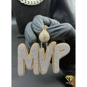 จี้ห้อยคอแบบกำหนดเอง "MVP" ประดับเพชรโมอิสซาไนต์รูปถุงเงิน สไตล์ฮิปฮอป สร้อยคอทองคำ ประดับเพชรระยิบระยับ ของขวัญสำหรับผู้ชายและผู้หญิง - Product Image 6
