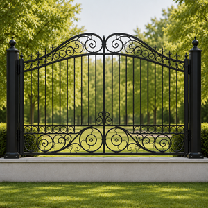 Barrières en fer forgé noir, clôtures décoratives de jardin, barrières métalliques extérieures, fournisseur en gros - Product Image 1
