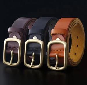 Ceintures en cuir de vachette pleine fleur décontractées pour hommes, avec boucle en acier à verrouillage automatique, haute qualité, écologiques, logo personnalisé, vente en gros 2026 - Product Image 2