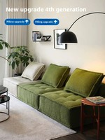 Canapé modulaire extensible YY15 Chesterfield carré en velours, avec housse amovible, rembourrage en éponge, dossier capitonné réglable, durable
