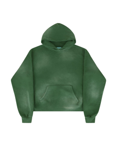 Sudadera con Capucha Personalizada de Alta Calidad, Manga Larga, Verde, con Acabado Mineral Wash, Estilo Urbano, Vintage, Efecto Desgastado por el Sol - Product Image 1