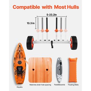 Carrello per Kayak con Pneumatici Solidi in PU da 10 Pollici e Cavalletto, Smontabile, Capacità di Carico 104 Kg, Carrello per Canoa - Product Image 5