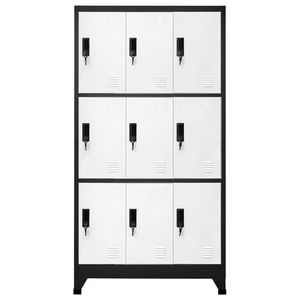 Anthracite and White Steel <b>Locker</b> <b>Cabinet</b> 35.4"x17.7"x70.9" Storage <b>Lockers</b> - Product Image 2