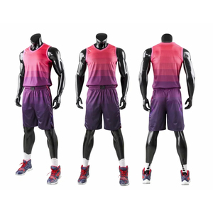 Ensemble de maillots de basket-ball rose et violet dégradé en gros, uniformes de basket-ball personnalisés par sublimation, tenues d'équipe rayées - Product Image 1